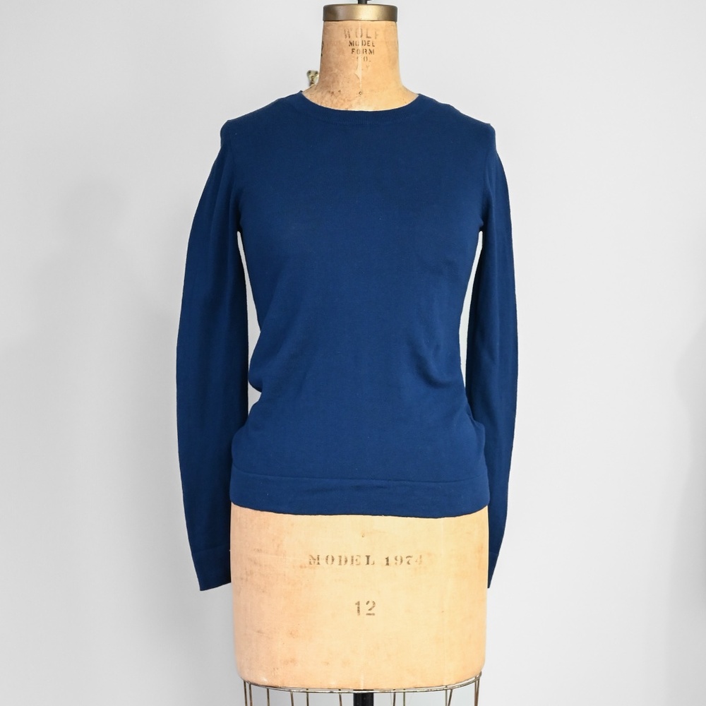 100% cotton navy sweater, lightweight J. Crew